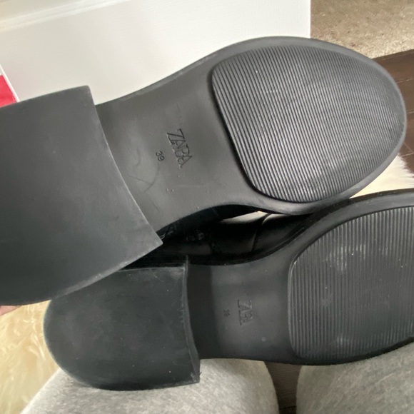 Zara Black Leather Knee High Boots NEW Sz 8 - Picture 4 of 8